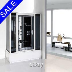 Steam Function Shower Cubicle Enclosure Bath Cabin with 8 Massage Jets Radio