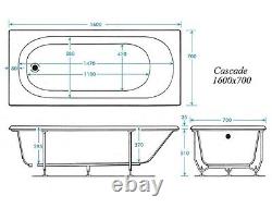 TROJAN CASCADE1600mm 11 NEW EASY CLEAN SLIMSTYLE JETS WHIRLPOOL SPA BATH