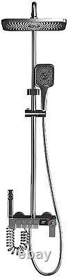 Thermostatic Shower System Shower Column Mixer, Adjustable Height, Light