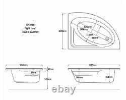 Trojan Orlando 1500 x 1040mm RH Corner 24 Jet Whirlpool / Spa Bath inc Panel