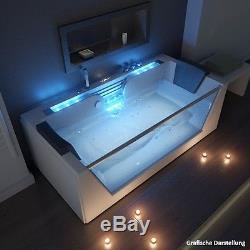 TroniTechnik whirlpool bath rectangular bathtub tub LED jacuzzi massage jets new