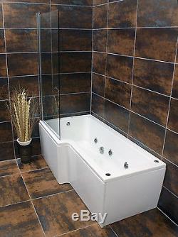 Vicky L Shaped Showerbath with 6 Jet Whirlpool Jacuzzi Spa System Inc Screen