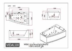 Vidalux WB61 Right DELUXE 1800 x 1200 Twin Corner Corner Whirlpool & Airspa Bath