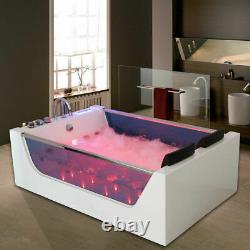 Virpol Whirlpool 2 Person double Bath tub SPA Massage Jets Jacuzzi LED White