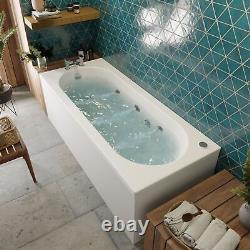 Vitura 1500x700mm Single Ended Curved Whirlpool Bath 6 Jets Acrylic Bathroom