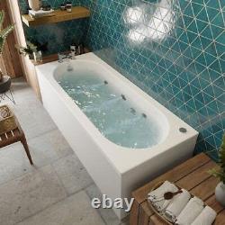 Vitura 1700 x 750mm Single Ended Curved Whirlpool Bath 6 Jets Acrylic Bathroom