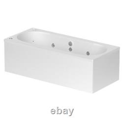 Vitura 1700x750 Double Ended Curved Whirlpool Bath 14 Jets Acrylic Bathroom LED