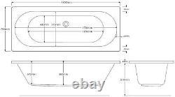 Vitura 1700x750 Double Ended Curved Whirlpool Bath 14 Jets Acrylic Bathroom LED