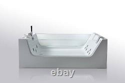 WHIRLPOOL BATH TUB + 2 PANORAMIC GLASSES HYDROTHERAPY 170 x 120 cm HOT TUB Iris