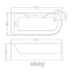 WHIRLPOOL BATH TUB + PANORAMIC GLASS 170 x 80 cm Venice SPA HYDROTHERAPY HOT TUB