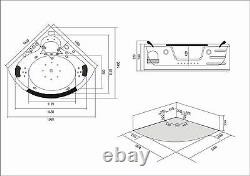 WHIRLPOOL BATH TUB SPA CORNER BATH DOUBLE PILLOW 140 x 140 cm BATHTUB MAJESTIC