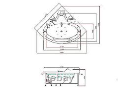 WHIRLPOOL BATH TUB SPA CORNER BATH TUB DOUBLE PUMP AND HEATER 140x140 cm HOT TUB