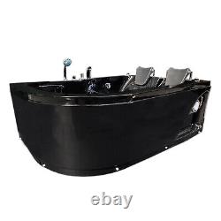 WHIRLPOOL BATHTUB CORNER SPA CHROMOTHERAPY HOT TUB Black Varadero 170 x 115 cm