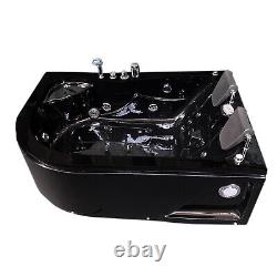 WHIRLPOOL BATHTUB CORNER SPA CHROMOTHERAPY HOT TUB Black Varadero 170 x 115 cm