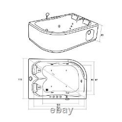 WHIRLPOOL BATHTUB CORNER SPA CHROMOTHERAPY HOT TUB Black Varadero 170 x 115 cm