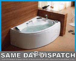 WHIRLPOOL CORNER OFFSET BATH SPA 1500 X 1000 side and bottom jets, taps, panel