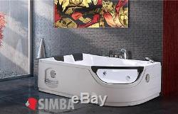 WHIRLPOOL JACUZZI SPA CORNER BATH DOUBLE PILLOW 120 x 180cm BATHTUB M LUNA