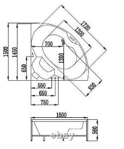 Whirlpool 150x150 CM Elegant Design Heating Light-Therapy Incl. Sonoro