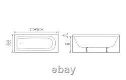 Whirlpool 1700 x 800 Round Single end, Chrome 6 Jet Hydrotherapy Whirlpool Bath