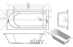 Whirlpool 1700 x 800 Round Single end, Chrome 6 Jet Hydrotherapy Whirlpool Bath