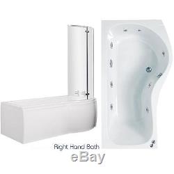 Whirlpool 6 Jet P or L Shape Shower Bath inc Screen & Side Panel
