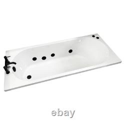 Whirlpool Bath Black Jets 1700 x 700mm Slim Rim Single Ended Round 6 or 11 Jets