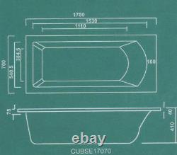 Whirlpool Bath CUBE design Single End 1700mm x 700mm 8 Jets