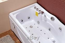 Whirlpool Bath LED Jacuzzi Massage Jets Shower 168x85cm Rectangle SPA Waterfall