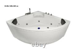 Whirlpool Bath Tub Corner With 13 Massage Nozzles LED Touch Display Luxury