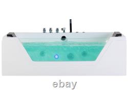 Whirlpool Bath with LED 1620 mm White SAMANA