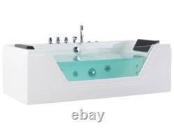 Whirlpool Bath with LED 1620 mm White SAMANA