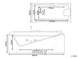 Whirlpool Bath with LED 1800 x 900 mm White MARQUIS