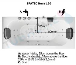 Whirlpool BathTub Spatec Nova 160 Acrylic Spa Bath 28 Hydromassage Jets & Lights