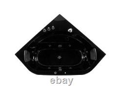 Whirlpool Bathtub 140x140 CM With Fittings 12 Massage Nozzles Corner Bath Black