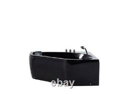 Whirlpool Bathtub 140x140 CM With Fittings 12 Massage Nozzles Corner Bath Black