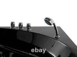 Whirlpool Bathtub 140x140 CM With Fittings 12 Massage Nozzles Corner Bath Black