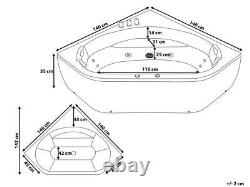 Whirlpool Bathtub 140x140 CM With Fittings 12 Massage Nozzles Corner Bath Black