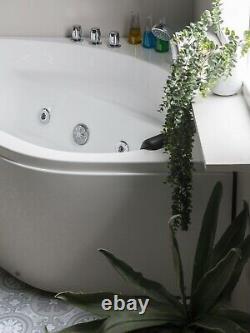 Whirlpool Bathtub 140x140 CM With Fittings LED 12 Massage Nozzles Corner Bath