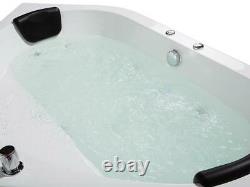 Whirlpool Bathtub 140x140 CM With Fittings LED 12 Massage Nozzles Corner Bath