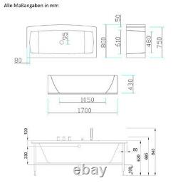 Whirlpool Bathtub 170x80 CM With Fittings 12 Massage Nozzles Detached Cheap