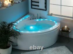 Whirlpool Bathtub Basic With LED Stream Fittings 10 Massage Nozzles Corner Bath