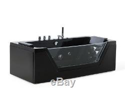 Whirlpool Bathtub Black Self-Supporting With Glass LED Light Fitting Spa For Bad