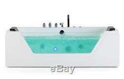 Whirlpool Bathtub Self-Supporting with Glass LED Light Waterfall Front for