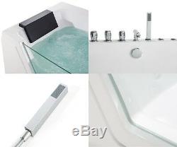 Whirlpool Bathtub Self-Supporting with Glass LED Light Waterfall Front for