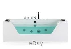 Whirlpool Bathtub Self-Supporting with Glass LED Light Waterfall Front for