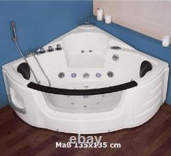Whirlpool Bathtub With 21 Massage Nozzles+ Heater+ Ozone + Glass+LED Corner Bath