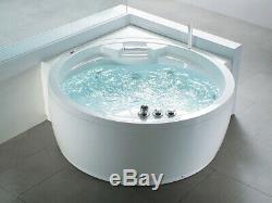 Whirlpool Bathtub With Massage Heater LED Waterfall Ozone Radio Corner Tub Round