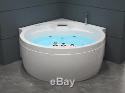 Whirlpool Bathtub With Massage Heater LED Waterfall Ozone Radio Corner Tub Round