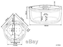 Whirlpool Bathtub With Massage Heater LED Waterfall Ozone Radio Corner Tub Round
