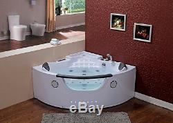 Whirlpool Corner Bath Jacuzzi Massage Jet Shower Double Ended SPA LED 140x140cm